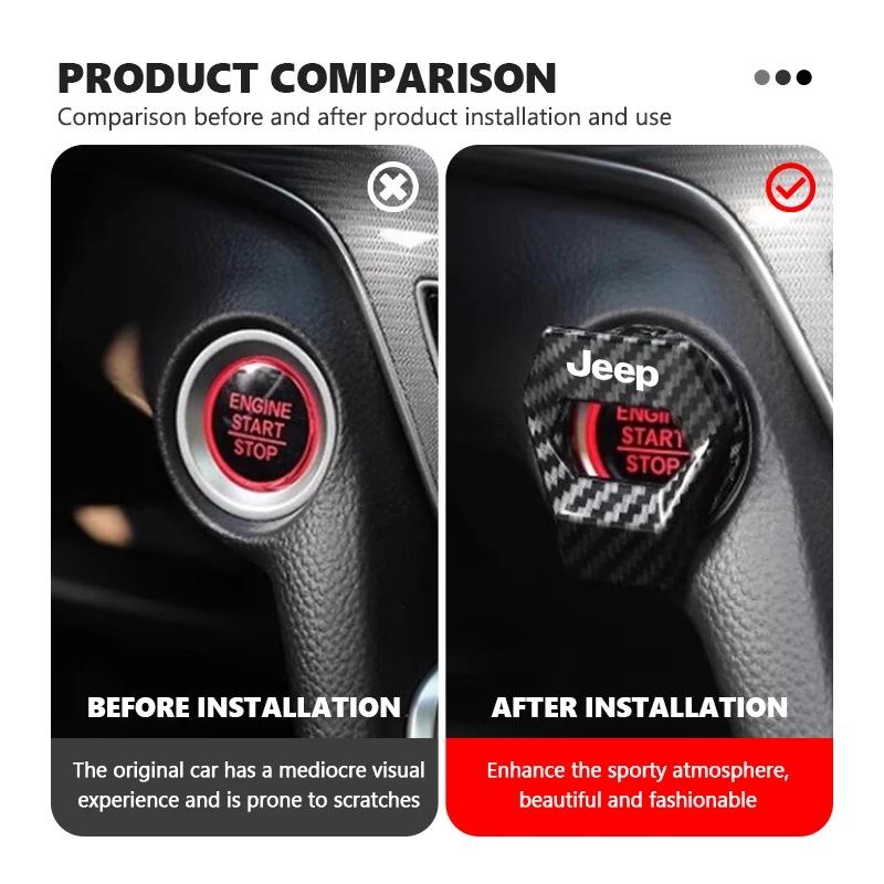 Car Engine Start Stop Button Cover Decorative Ring for Jeep Renegade Wrangler JK JL Grand Cherokee Compass Patriot Liberty