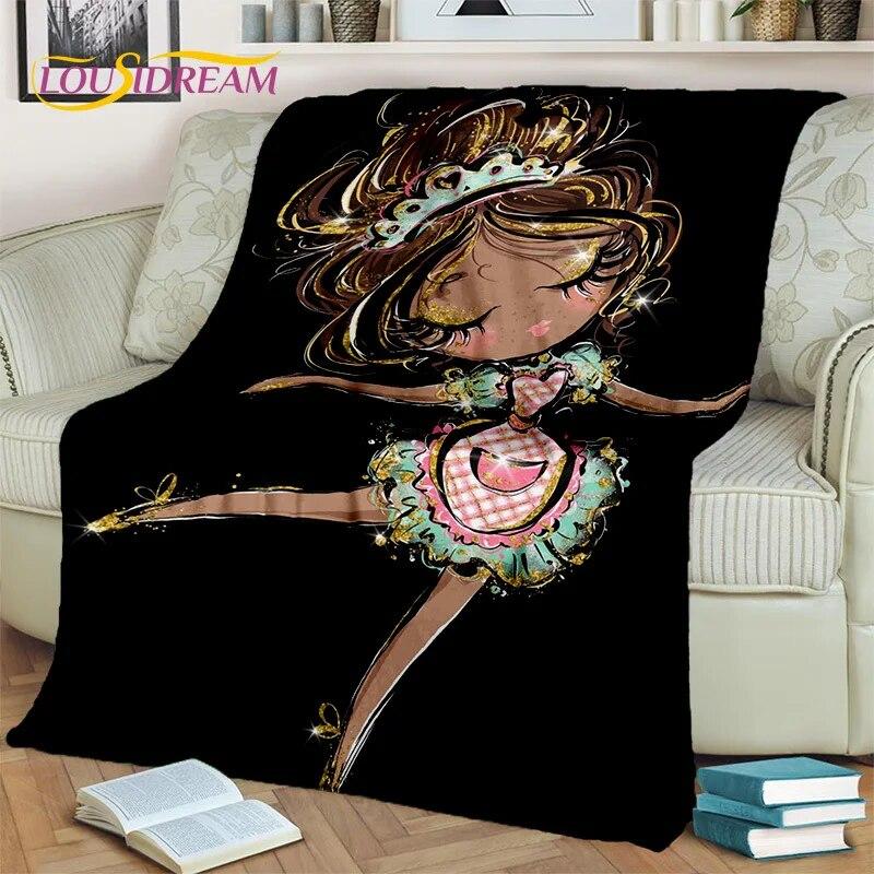 Cartoon Ballerina Fairy Cute Ballet Girl Blanket,soft Throw Blanket for Home Bedroom Bed Sofa Picnic Office Cover Blanket Kids