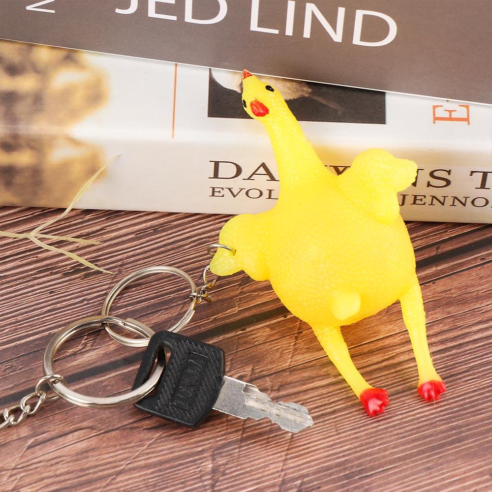Squeeze Tricky Novelty Gadgets Halloween Gift Pranks Chickens Lay Eggs Keychain Funny Vent Toys