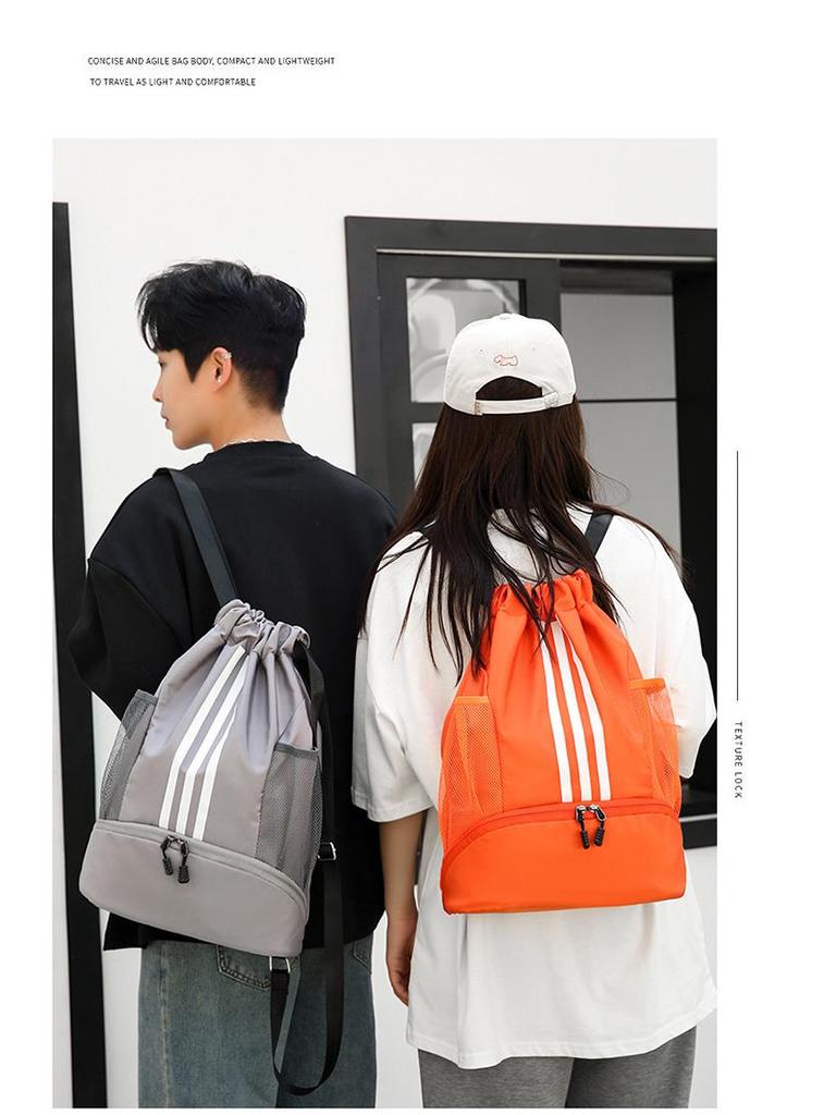 Multi-Sport Backpack: Badminton Racket, Basketball, Sneakers, Football, Swimming Gear, Drawstring, Large Capacity