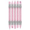 5-Piece Nail Art Silicone Pen Set: Double-Ended Embossing, Hollow Carving, Mirror Powder Brush with Rhinestone Holder.