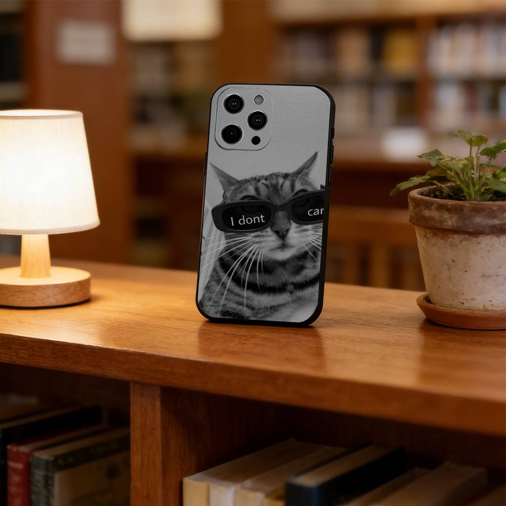 

Cool Cat Phone Case For iPhone 17,16,15,14,13,12,11 Plus,Pro Max,XS,Soft Silicone Black Cover iPhoneXsMax