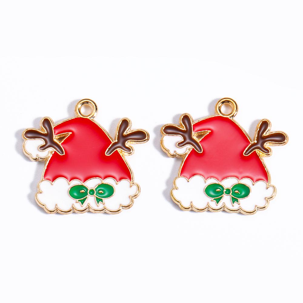 Enamel Christmas Charms Christmas Elk Gift Snowman Santa Claus Pendant for Diy Necklace Earring Jewelry Making Accessories
