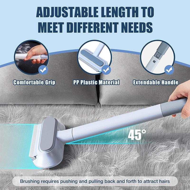 Pet Hair Remover 4 In 1- Reusable Long Handle Dog Hair Remover Brush, Washable Lint Cleaner For Dog And Cat Hair