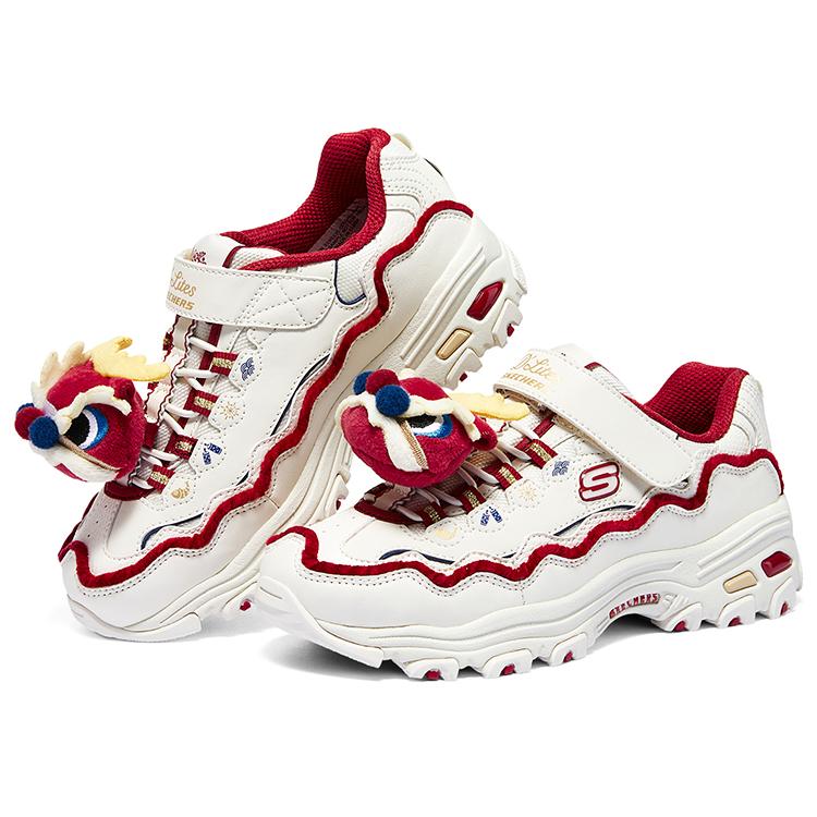 Skechers Comfortable Simple Shock Absorbing Durable Low Top Casual Shoes Kids sneaker White Red 319513L-OFWR