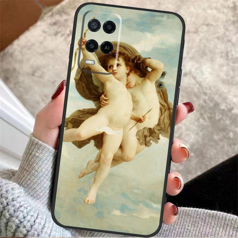 Angel Cupid Art Paint Case For Oppo A57 A17 A77 A40 A78 A54 A74 A94 A76 A16 A96 A18 A60 A80 A38 A58 A98 A15 A5 Pro