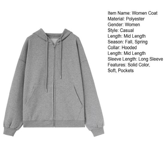 Palton de iarnă pentru femei Cardigan subțire Fermoar cu șnur Culoare uni Păstrați căldura Lungime medie Plus Size Palton de toamnă pentru femei Îmbrăcăminte pentru femei