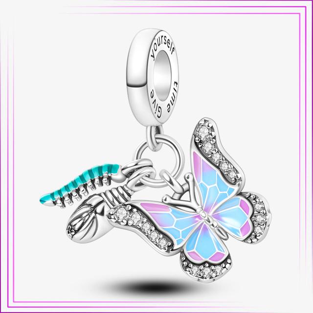 925 Sterling Sølv Hjerte Blomst Luftballong Flamingo Rosa Sjarm Plata De Ley Bil Katt Perle DIY For Originalt Armbånd Smykker