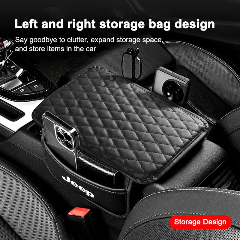 1 Stück Leder Auto Mittelkonsole Auto Armlehnenkissen mit Stauraum Autostyling Für Jeep Renegade Wrangler Grand Cherokee Compass Patriot Commander Willys