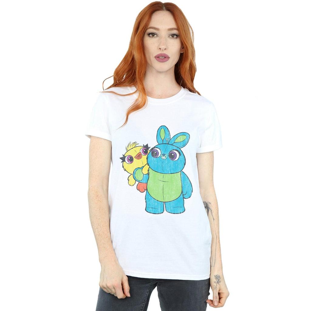 Disney Womens/Ladies Toy Story 4 Ducky And Bunny Distressed Pose Cotton Boyfriend T-Shirt