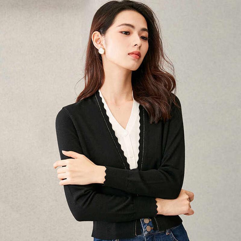 

JESSIE Double V-Neck Long Sleeve Cardigan Sweater M