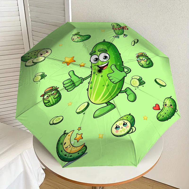 1pc Cucumber Character Pattern Umbrella Design Automatic Opening and Closing Umbrella, High-quality Travel Umbrella,  c1128001