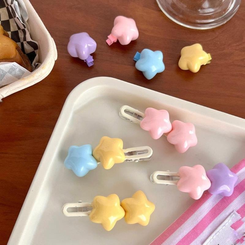 Y2k 90s Aesthetic Candy Color Star Hairpin for Woman Cute Duckbill Hair Clip
