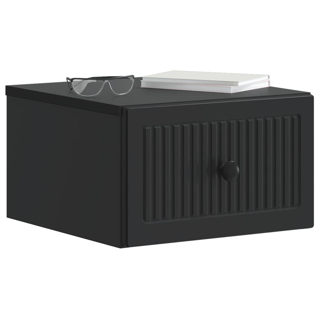 Wall Mounted Nightstand Black 33 X 34.5 X 20 Cm