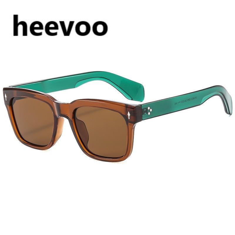 

Retro Rivets Square Sunglasses for Women Men Rectangle Shades UV400 Protection Vintage Green Yellow Blue Lens Eyewear 1pcs sunglasses