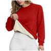 Women's Casual Fashion RoundNeck Pullover Top Winter Solid Color Plush Sweatshirt