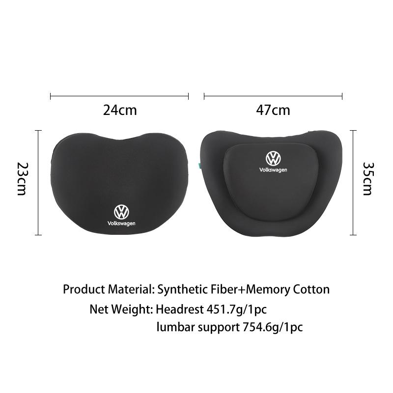 BAG1 Car Stickers Cushion Memory Cotton-Padded Headrest Lumbar Support For VW Scirocco Jetta Beetle Golf Passat Polo Tiguan Touran