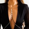 Bohemian Beach Bikini Cross Chest Body Chain Female, Personality Versatile Beaded Pearl Waist Chain