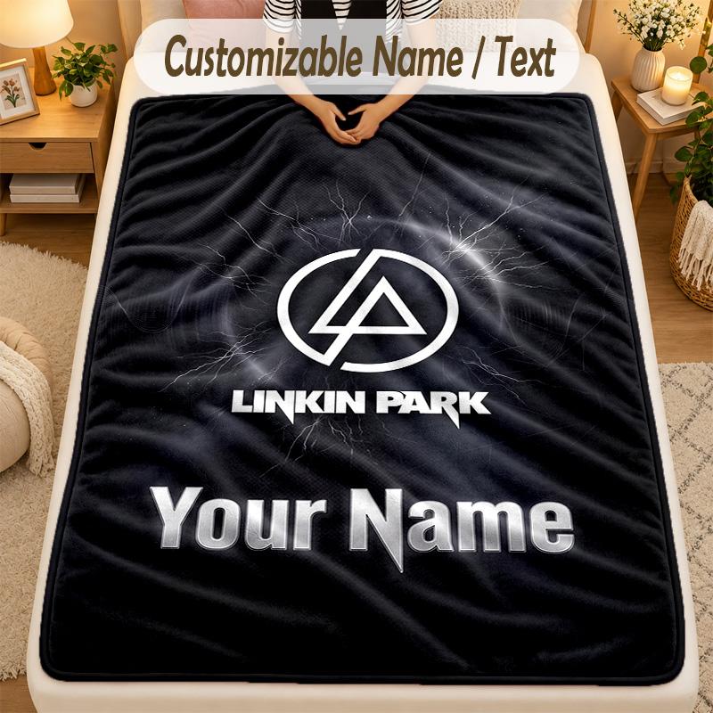Flannel BlanketLinkin Park Custom Name Text Personalized Soft Warm Throw Blanket Home Decor Gift