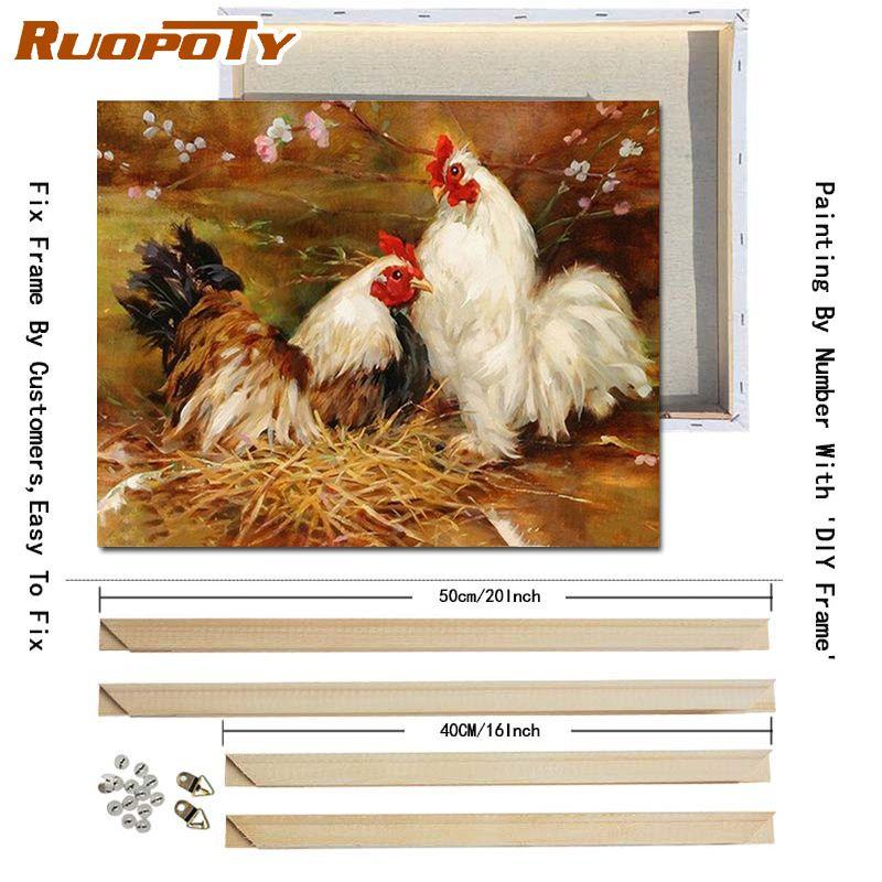 RUOPOTY With DIY Frame Animals DIY Painting By Numbers Modern Wall Art Canvas Hand Painted Oil Painting For Home Decoration
