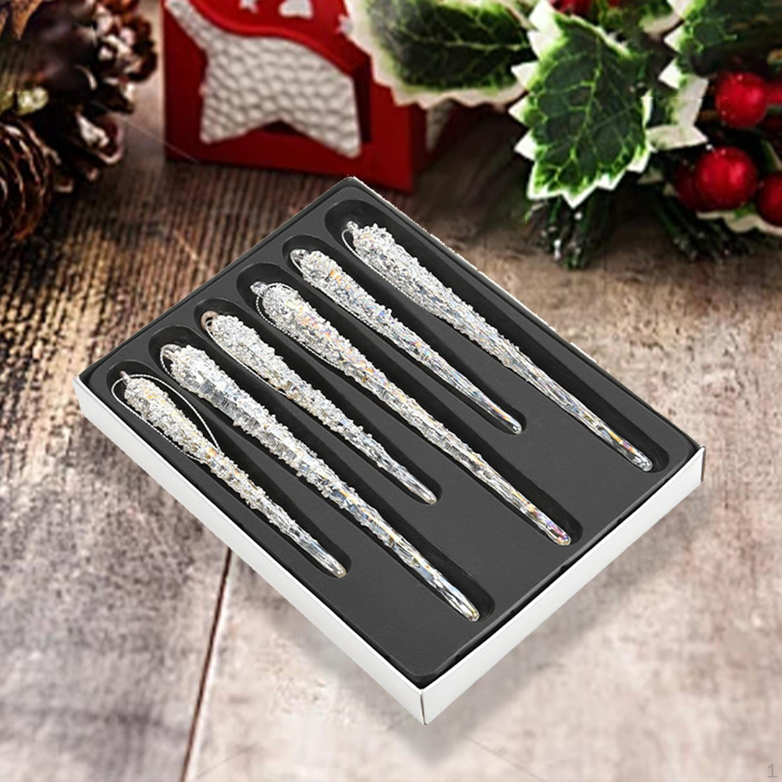 

6pcs Glass Icicle Ornament Christmas Tree Decorations DIY Craft Pendants