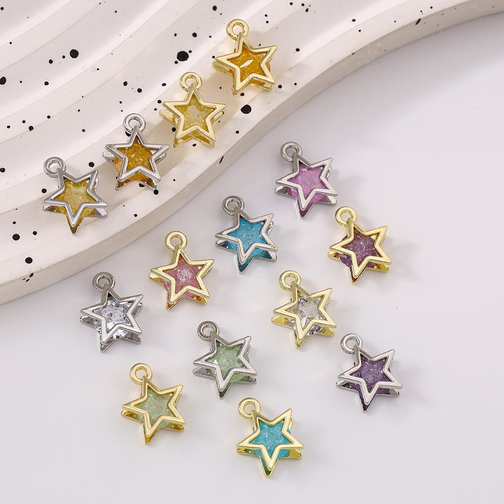 5pcs Cute Crystal Star Pendant Charms for Jewelry Making Earrings Bracelet Necklace DIY Handmade Accessories