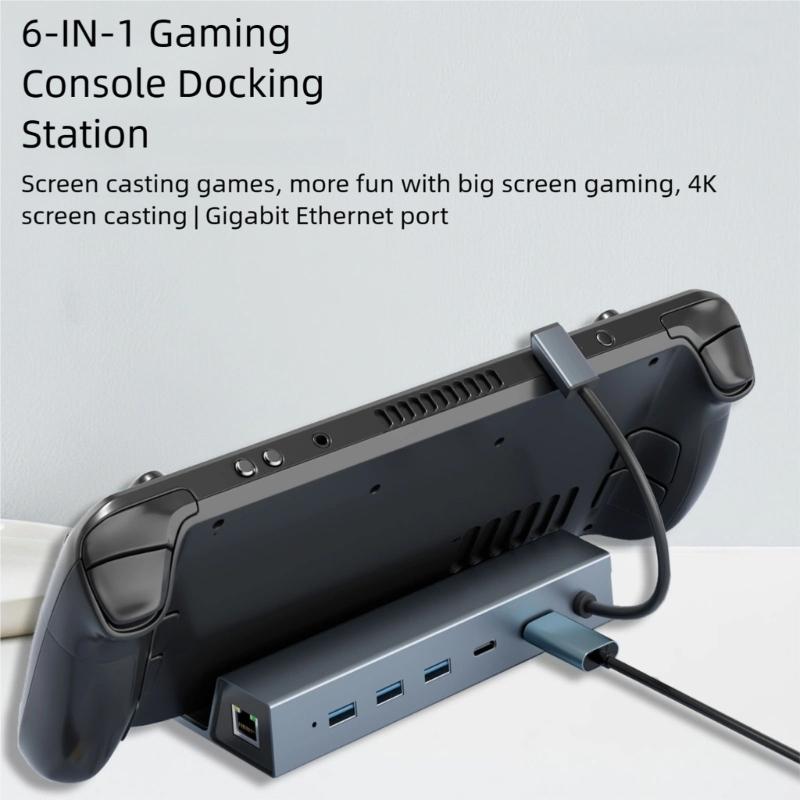 Multiple Port USB C Hub with 4K 60Hz Gigabit Adapter Aluminum USB C Dock for Gaming Dock Aluminum Base