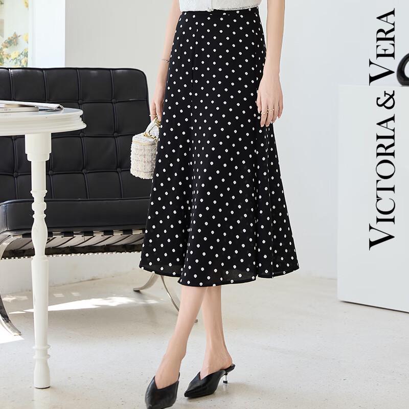 

VICTORIA&VERA Polka Dot A-Line Mermaid Midi Skirt S