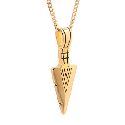 Necklace for Mens Boys Stainless Steel Pendant Cool Spearpoint Arrowhead Chain