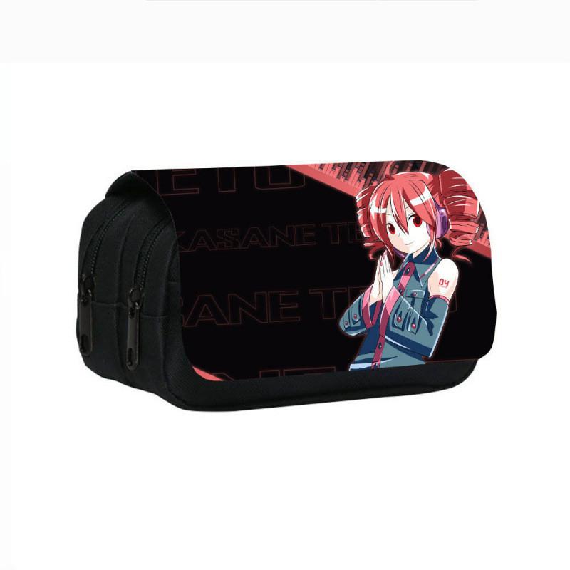 Kasane Teto Double Layer Pencil Case With Nylon Material For Students And Office Use