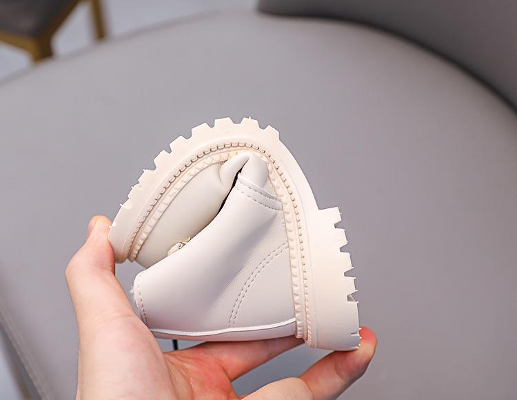 2025 Winter Kids' Fleece-Lined Leather Martin Boots: Warm Ankle Snow Boots for Boys & Girls