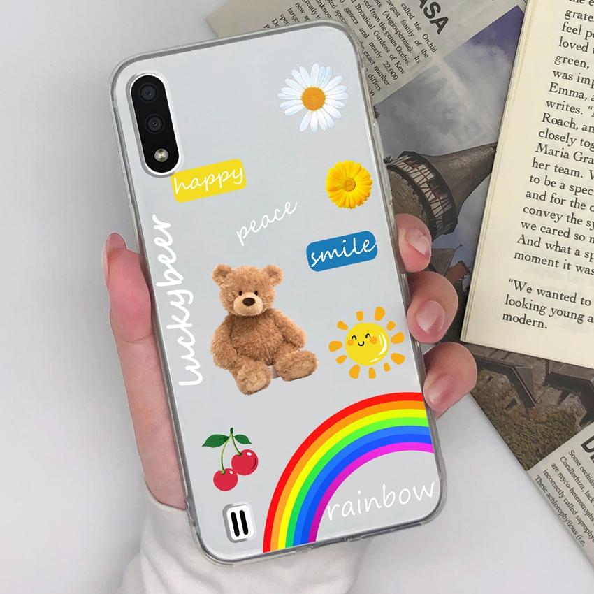 For Samsung M31 M01 M10 F13 C7 A9 Bright Rainbow Pattern Phone Casing Transparent Silicone Dustproof Soft Bumper Back Cover For Samsung Cellphone Case