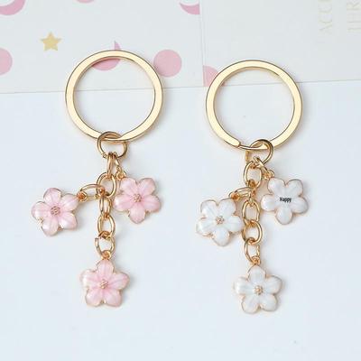 Charming Cherry Blossom Heart Keychain: Flower Bag Accessory & Fashion Pendant