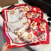 Summer High-End Simulation Silk Square Scarf Femininity Versatile Sunscreen Large Shawl Silk Scarf Variety