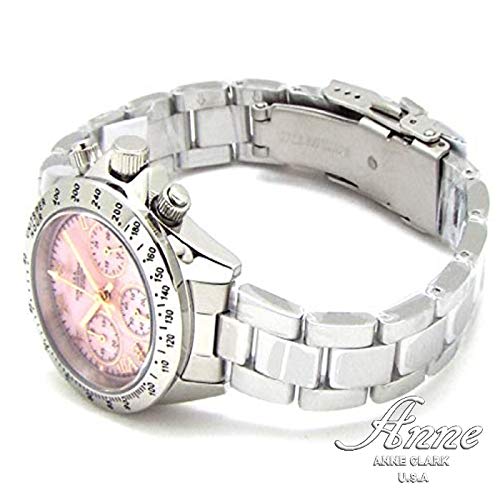 Women's Tachymeter Chronograph Watch with a Japanese-made Movement, Natural Pink Shell Dial, Skin-friendly Stainless Steel Construction, 10 ATM Water