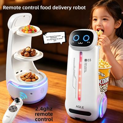 Remote Control Delivery Robot Toy, Electric Transport Car for Snacks Drinks Food, Parent-Child Interactive Gift for Boys Girls