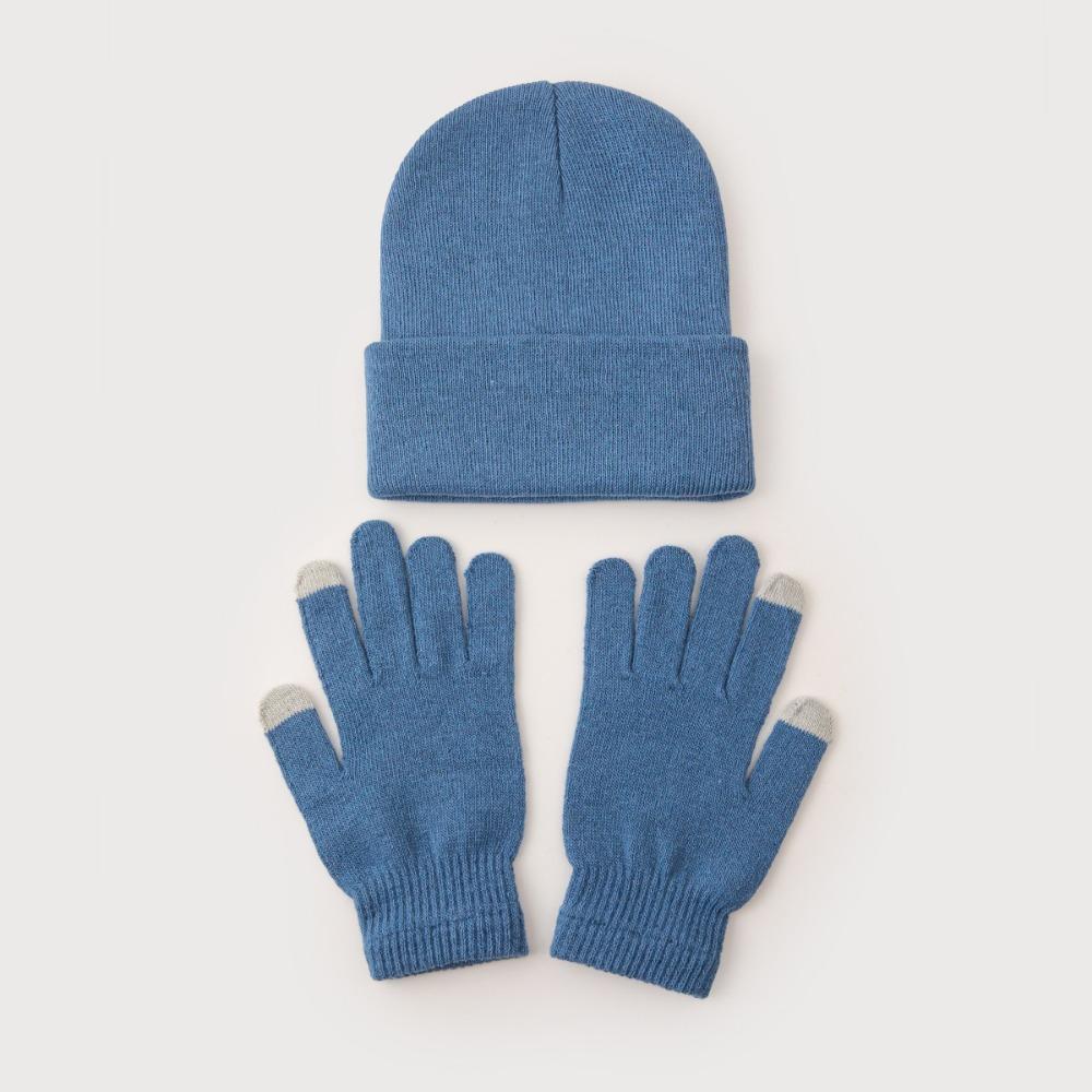 With Gloves 2025 Winter Hats Cute Knitted Solid Hat New Ladies Casual Cap