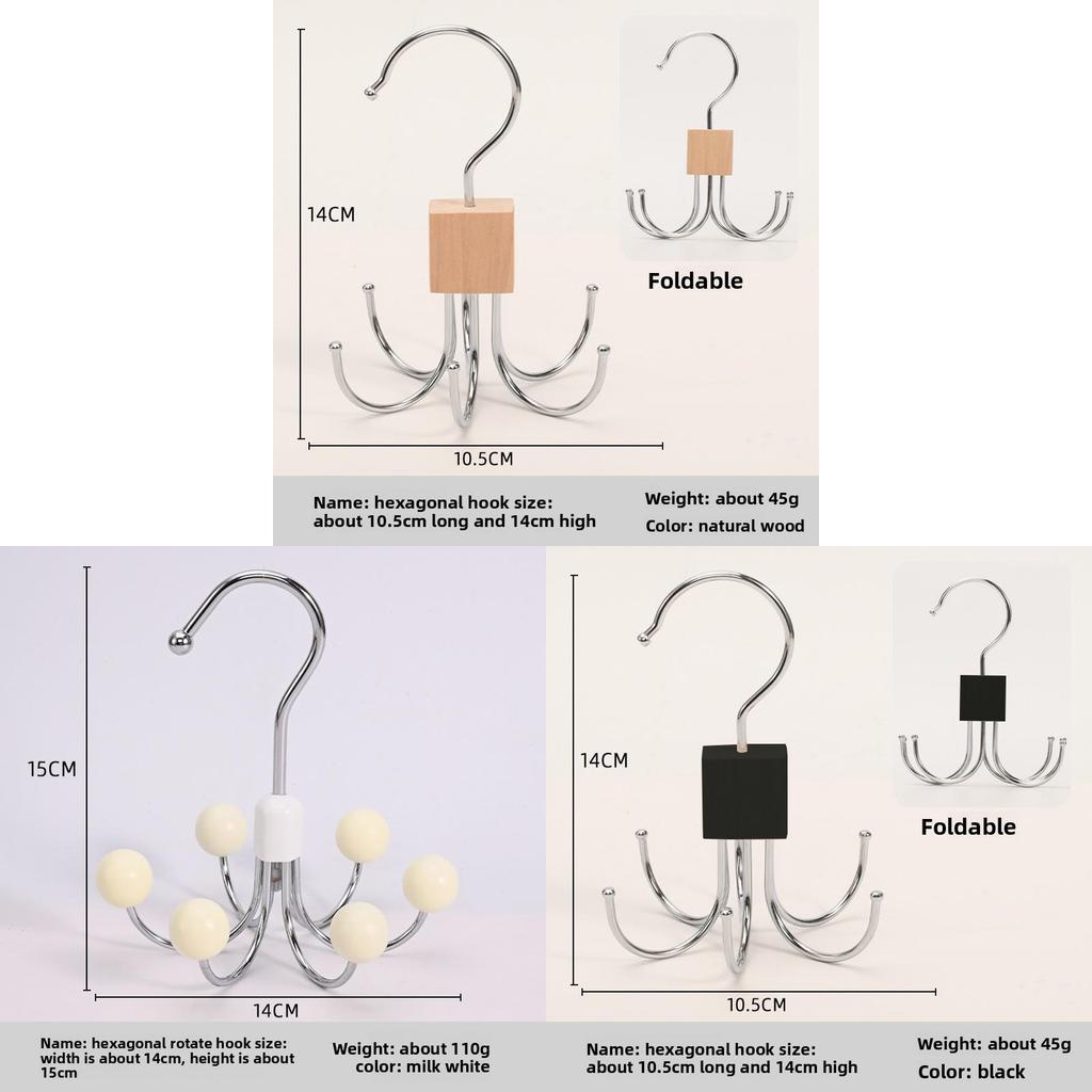 Multifunction Metal Clothes Hanger With Rotatable Hooks For Bedroom Closet Storage