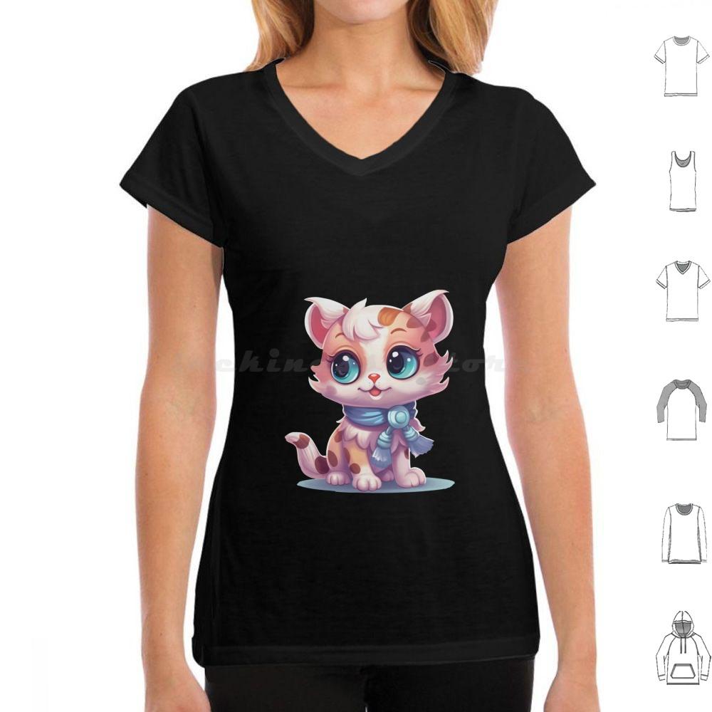 Kawaii Lovely Cat T Shirt Big Size 100 Cotton Cute Cat Illustration Cartoony Cat Design Meowing Cat Art Playful Cat Drawing