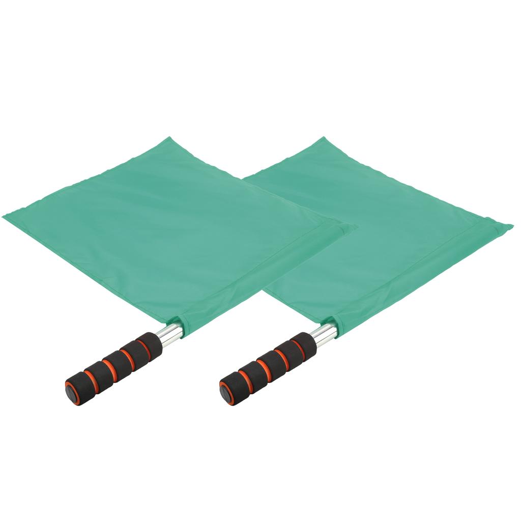 2Pcs Referee Official Flags Stainless Steel Pole Sports Competition Linesman Hand FlagGreen
