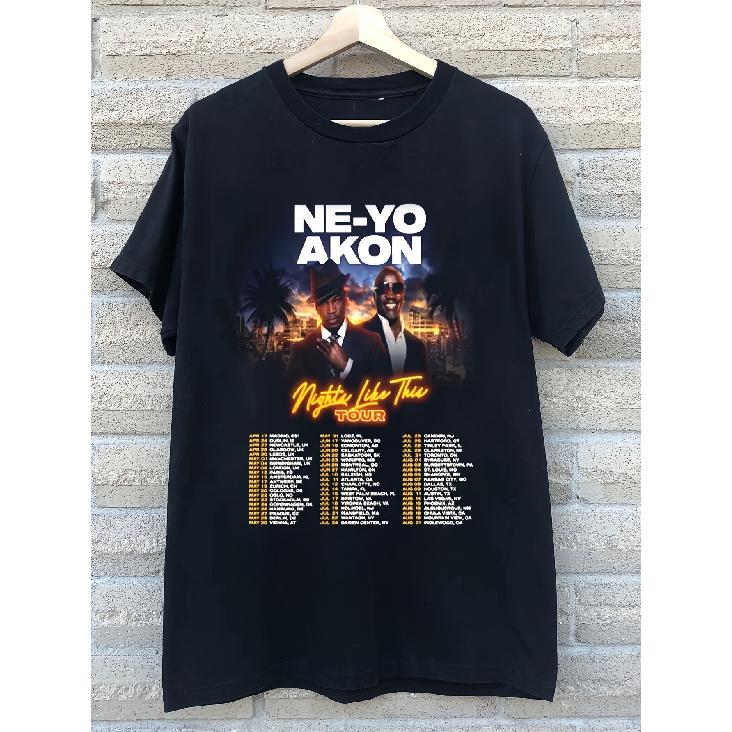 1pc The 2026 New Hot Ne-Yo And Akon Nights Like This Tour Shirt, Available in Sizes S to 5XL. This Concert Tee Features a Printed Design, Made from