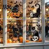 Reusable Holiday Window Film 4 Sheets Halloween Black Cat Clings, Spooky Pumpkin Sticker Sticker, Double Sided Static Decals for Glass Door