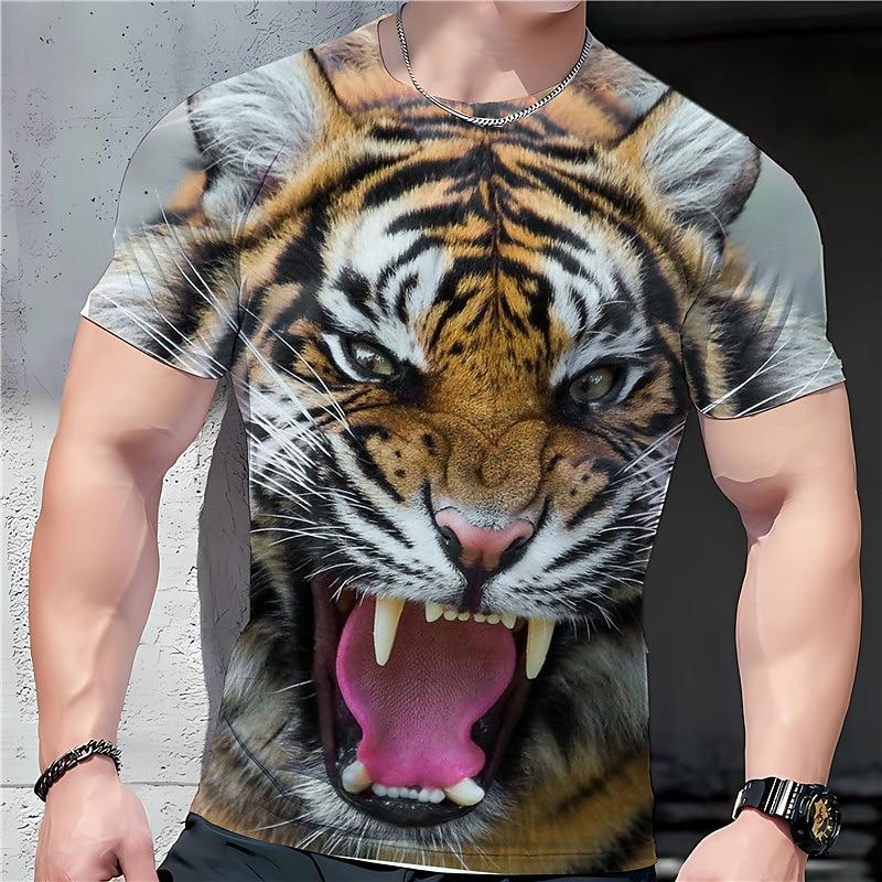 Men's Graphic Animal T Shirt Retro Shirts Short Sleeve T shirt 3D Print Crew Neck Shirt Vintage Fashion Designer Outdoor Daily