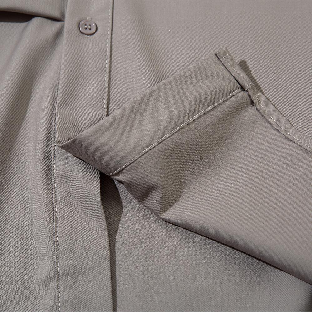 3D Pleated Solid Color Short Sleeved Shirt Top for Men's Summer Design, American Loose Collar Cardigan Shirt
