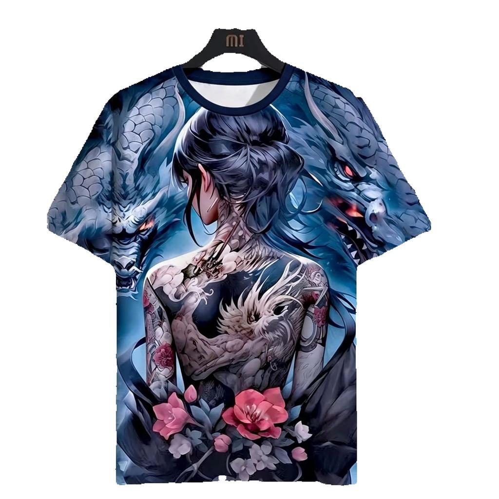 Harajuku Anime& Manga Girl 3D Print T‑Shirt, Unisex Summer Casual Tee, Crew Neck Short Sleeve, Kids Fashion Graphic T‑Shirt