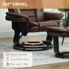 Faux Leather 135 Degrees Reclining Chair and Footstool - Brown