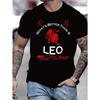 European Sizes Men's Black Short-Sleeve T-Shirt with Vibrant Red Leo Zodiac Graphic & Streetwear Tee, Regular Fit Round Neck Summer Casual Top