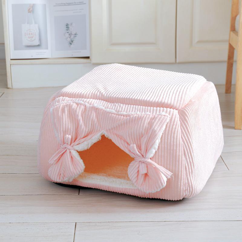 Cozy All-Season Pet Bed: Warm Enclosed Cat & Dog House for Deep Sleep Small: 42x42x26cm
