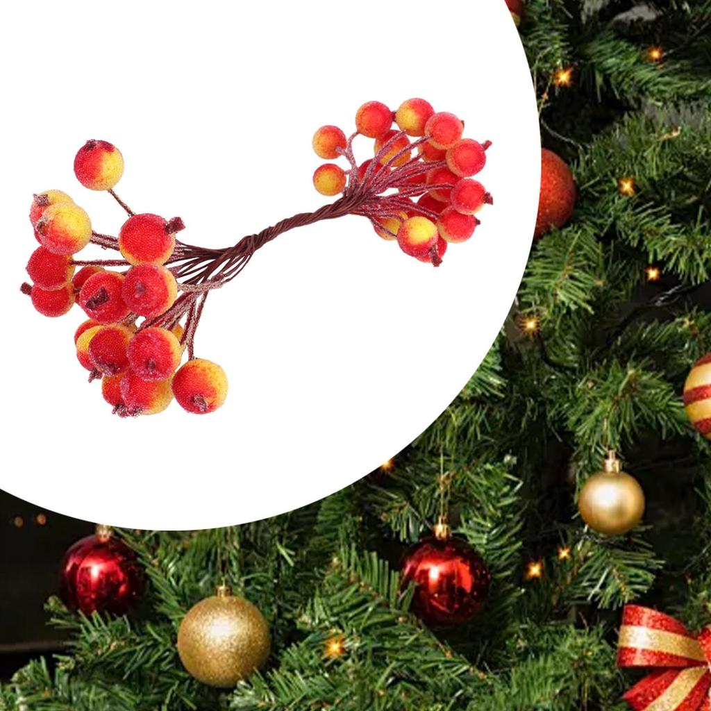 40 Köpfe Künstliche Frosted Holly Beeren Blumenarrangement Gefälschte 20 Draht für Party Handwerk