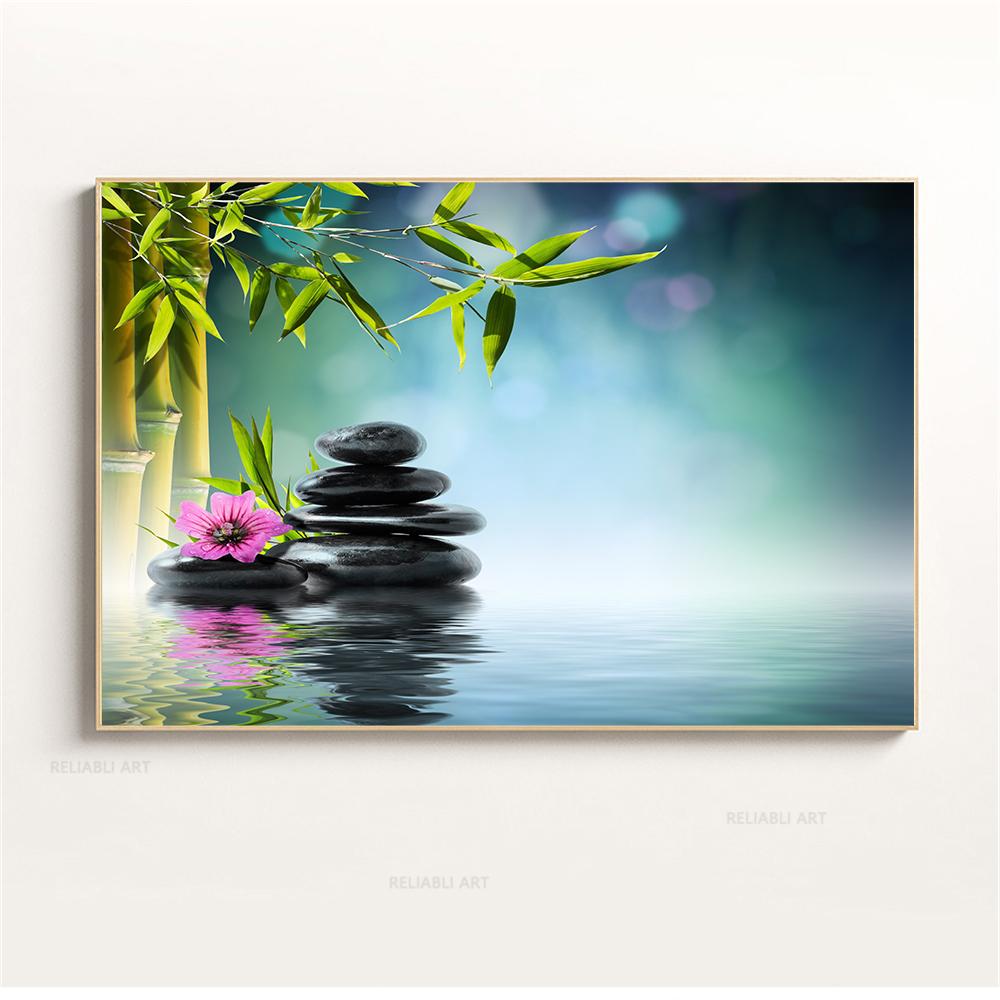 Wandkunst, Wasser, Spa, Steine, Zen, Leinwandmalerei, Kerzen, Orchideenblume, Poster, Wandbilder für Badezimmerdekor, Wohnkultur, Cuadros
